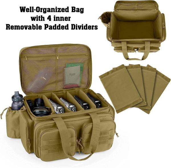 Pistol Hand Gun Small Tactical Gun Bag Waterproof Khaki Magazine Storage 16x12x9