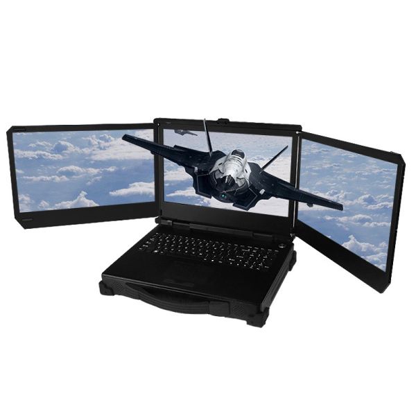17.3 inch Triple screen military rugged laptop computer core i7 12700T with Nvidia T1000 video card  workstation