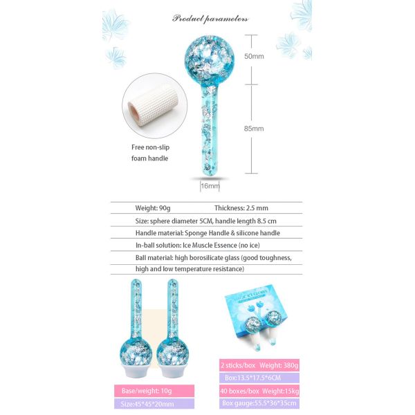 Borosilicate Glass 24K Gold Foil Ice Globes for Facial Massager to Reduce Puffiness Inflammation and Bags Under Eyes