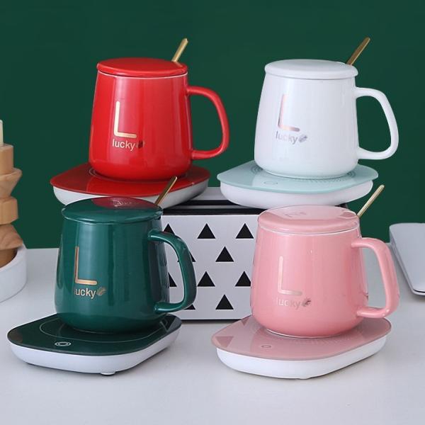 Personalization Stylish 420ml Ceramic Espresso Cups Ceramic Coffee Mug With Lid And Handle And Heated Base 420ml USB Powered Customizable Colors Designs