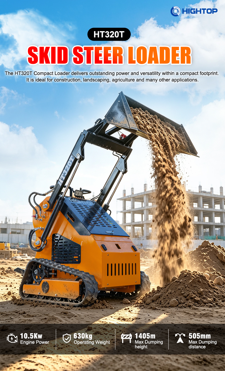 HT320T Compact Track Skid-Steer Loader with Zero-Turn Steering  for Tight Spaces