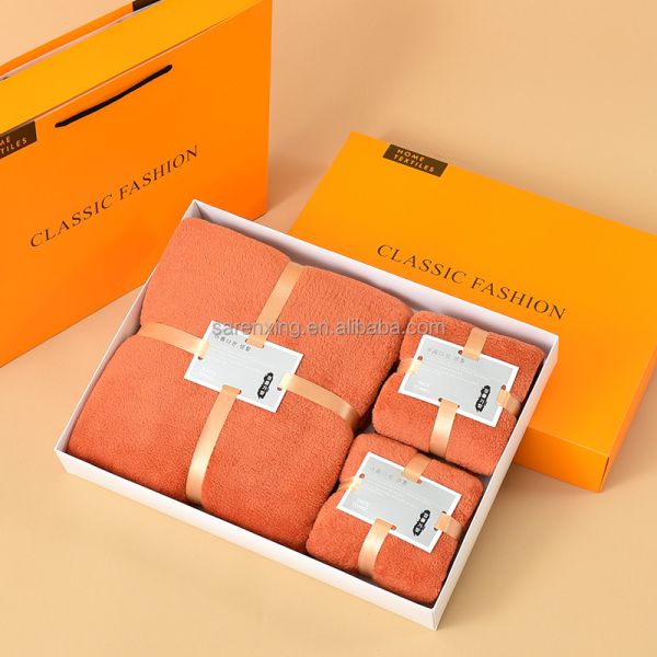 Coral Velvet Towel Set Custom Logo Bath Towels Microfiber Hair Sports Baby Hooded Towel