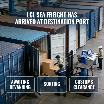 LCL Sea Freight International Shipping Awaiting Devanning Sorting Customs Clearance
