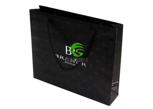 CMYK / Black Paper Gift Bags With Handles Flat Custom Printed Shopping Bags
