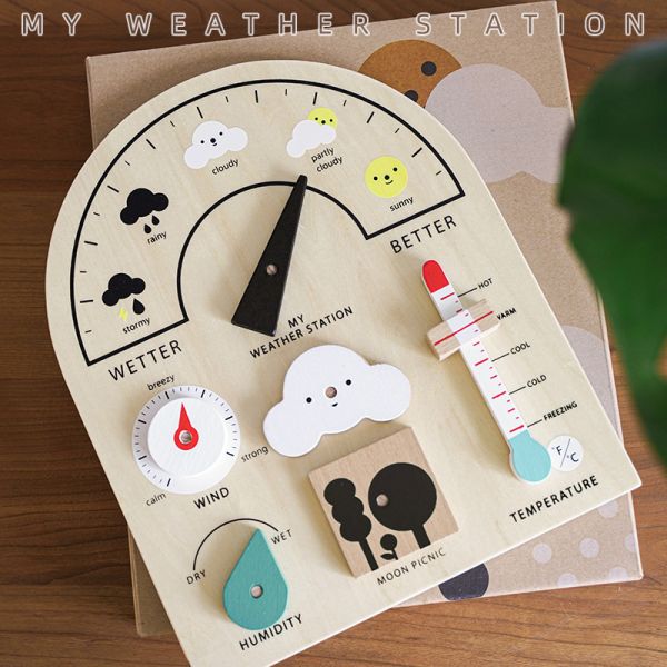 Wooden Weather Station Toy Weather Forecast Holiday Calendar Board