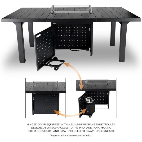 Rectangular Dining Smokeless Fire Table Propane Gas Fire Pit Table for Patio Garden