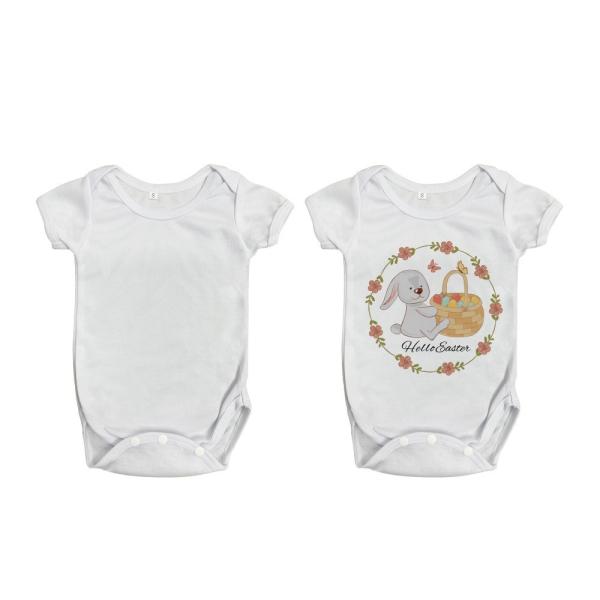 Customizable White Short Sleeve Newborn Romper For Sublimation Heat Transfer Printing