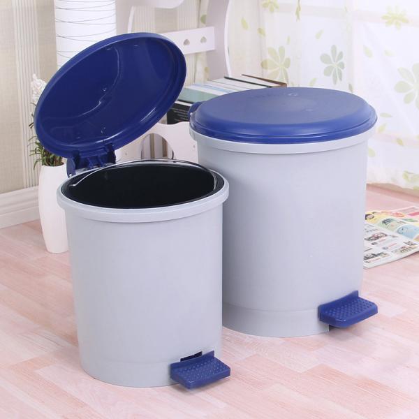 Round Sanitary Bucket 18L Plastic Trash Can Office Paper Trichothis with Lid Foot Paper Bucket with Inner Bucket