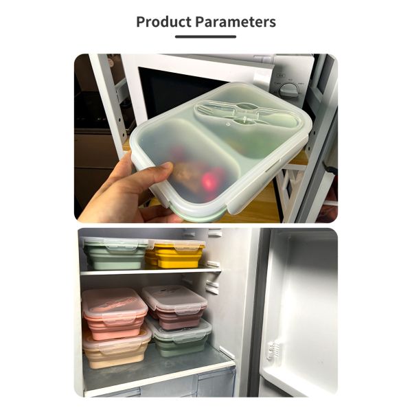 Food Grade Three Compartments Silicone Bento Lunch Box for Kids Customized Request