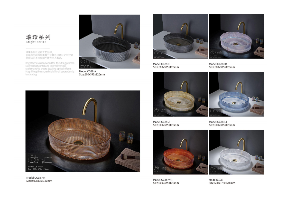 Modern Crystal Clear Glass Bathroom Vanity Round Italy for Hotel