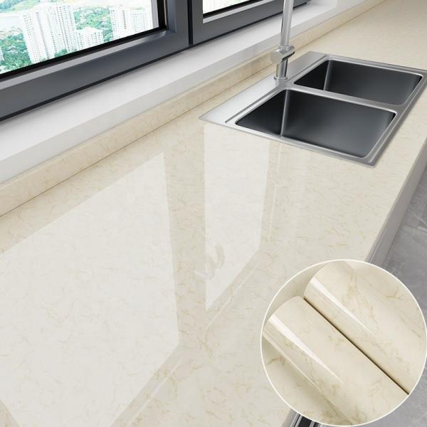 Glossy 120cm Wide Grey Marble Effect Wallpaper Stickers For Kitchen Wall