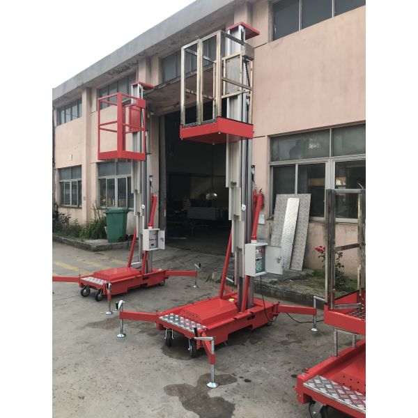 6M Single Mast Aluminum Aerial Access Platform Hydraulic Vertical Lift Table 125Kg