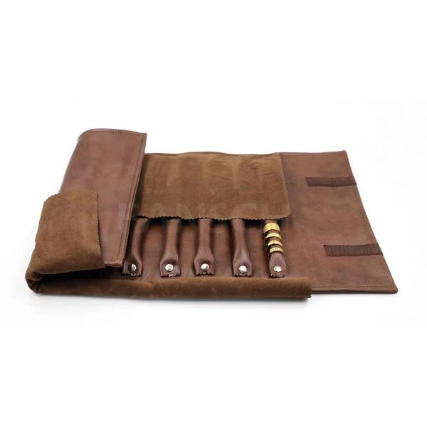 Western Cowboy Style Brown Travel Jewelry Case Roll For Long Necklaces