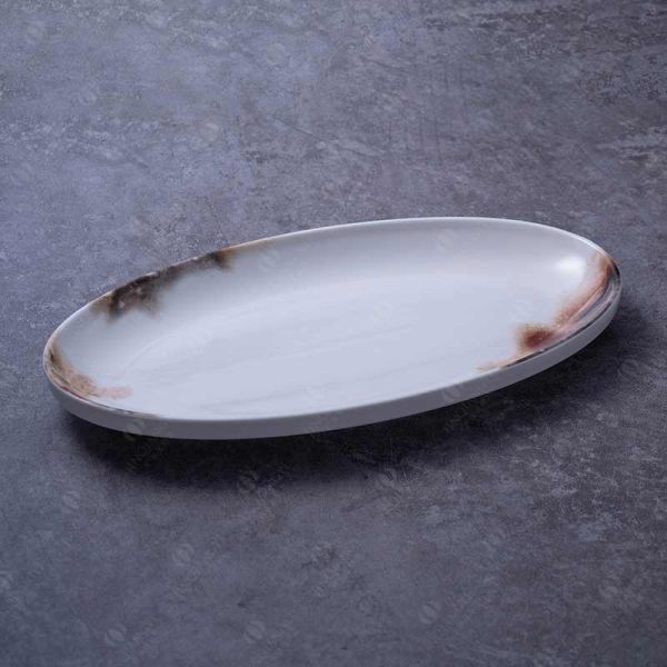 Odorless Ceramic Dinner Plate Oval Fish Serving Plate