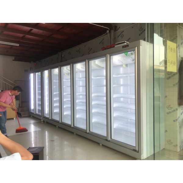 Автомобиль размораживает замораживатель дисплея коммерчески двойной двери чистосердечный для мяса