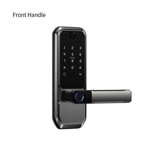 Tuya  Smart Lock Electronic Keypad Entry Door Auto Lock Password Smart Handle Fingerprint Lock with Gun-mental Grey