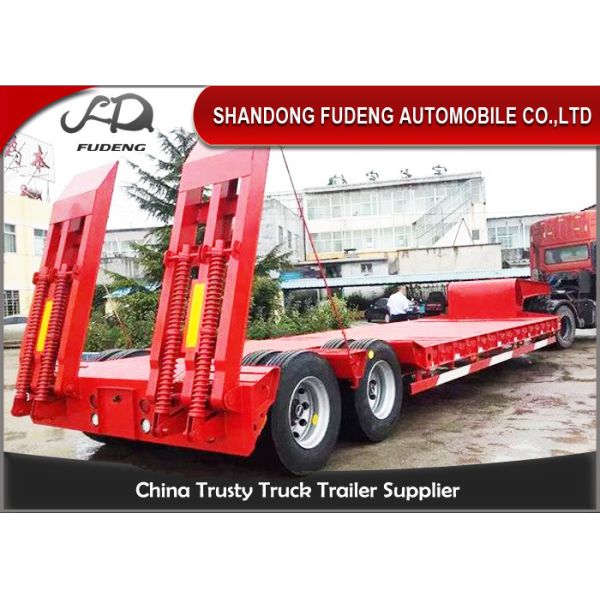 2 axle 40 ton low bed semi trailer ,Low loader truck trailer with mechanical ramps
