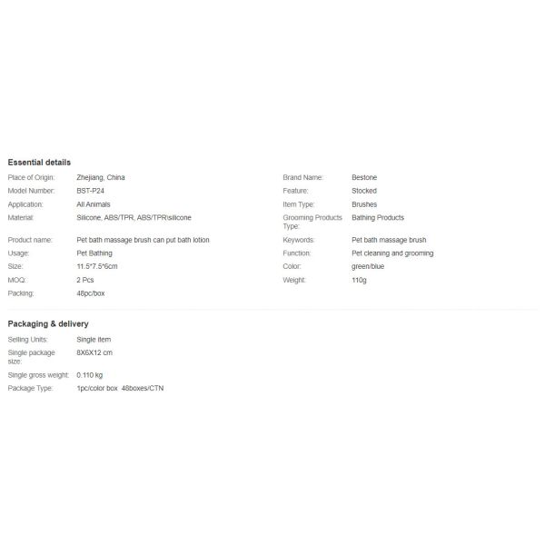 ABS Pet Wash Brush  Bath Massage Brush Soft Silicone Bristles