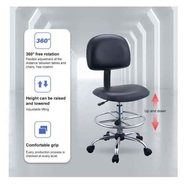 Стул чистой комнаты ПУ кожи лаборатории мебели регулируемый антистатический с подставкой для ног