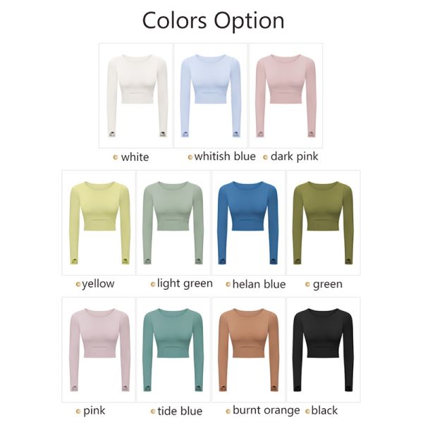 Sports Yoga Long Sleeve Shirts Breathable Short Crop Tops With Pad