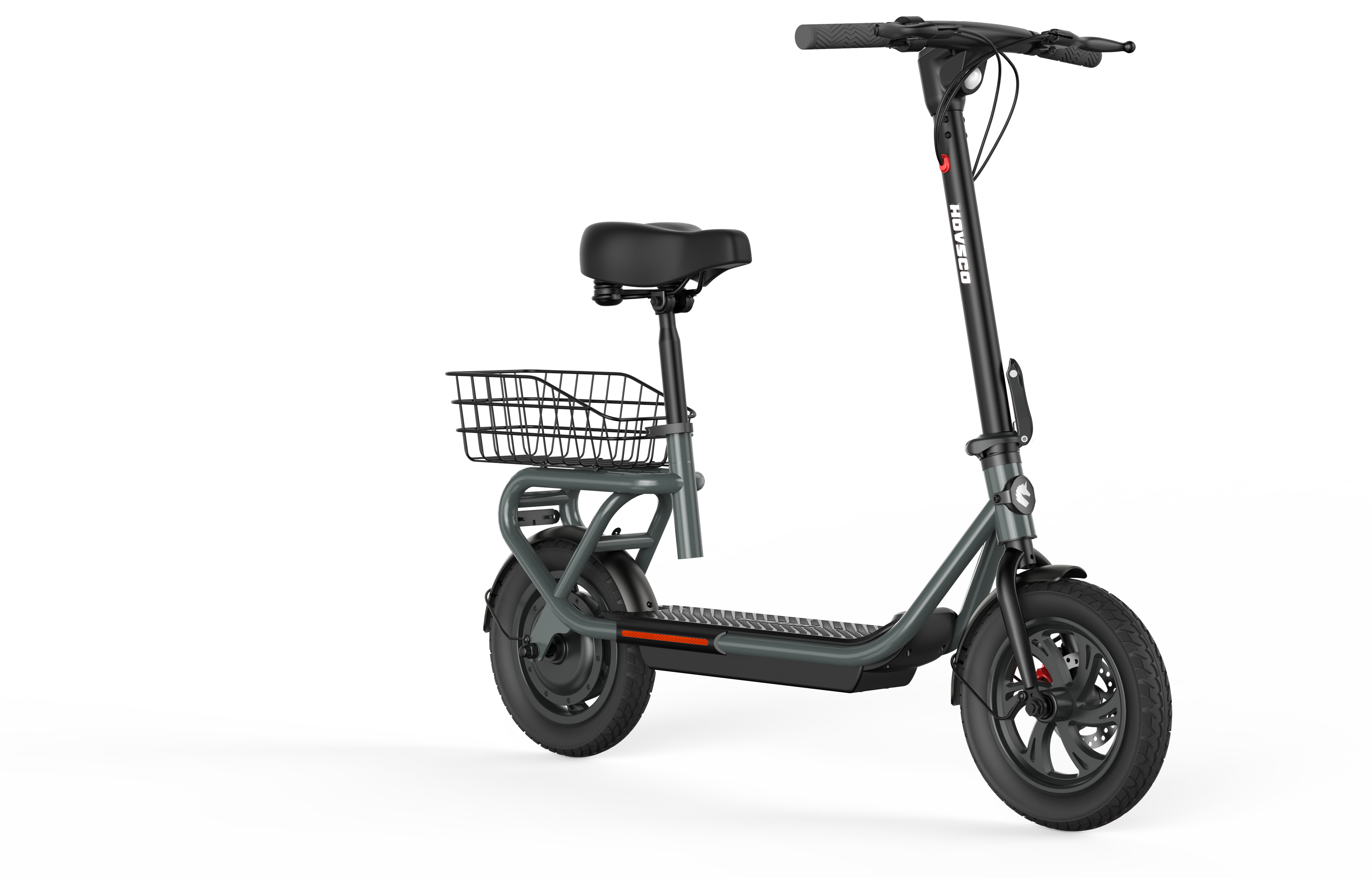 12-inch Foldable Electric Scooter with Front & Rear Dual Suspension, Rear Seat & Cargo Basket for Commuting & Shopping