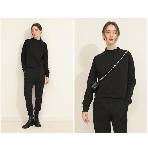 Long Sleeve Casual Jogging Suits Autumn Spring Solid Color Round Neck