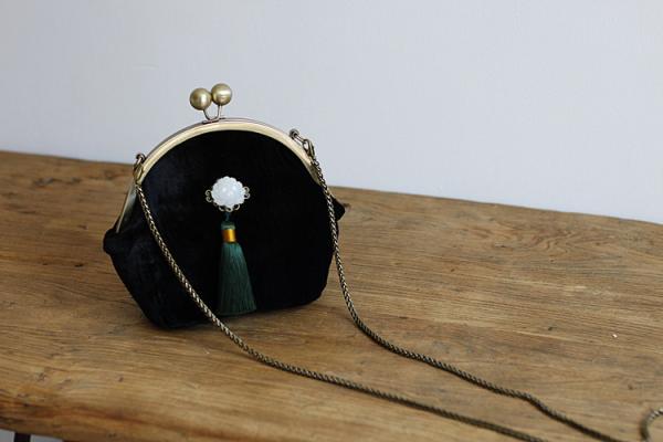 Accessories, Vintage Handbag, Velvet Handbag, Vintage Purse, Victorian, Victorian Purse, Black Velvet Bag, Ladies Purse,
