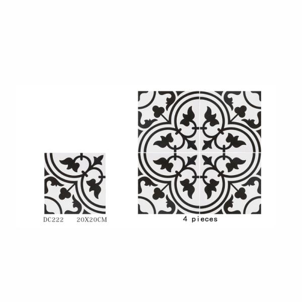 White Black 20x20cm Ceramic Rustic Tile for Indoor Walls