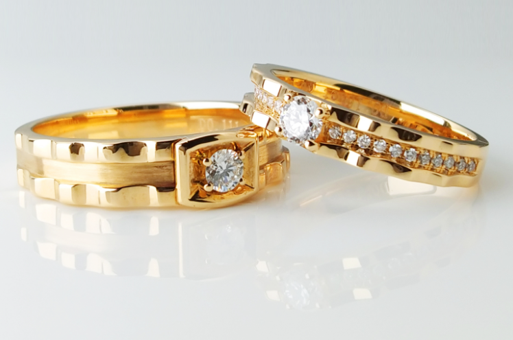 Creative Wedding Party 10g Engagement Rings Couple Set Gold