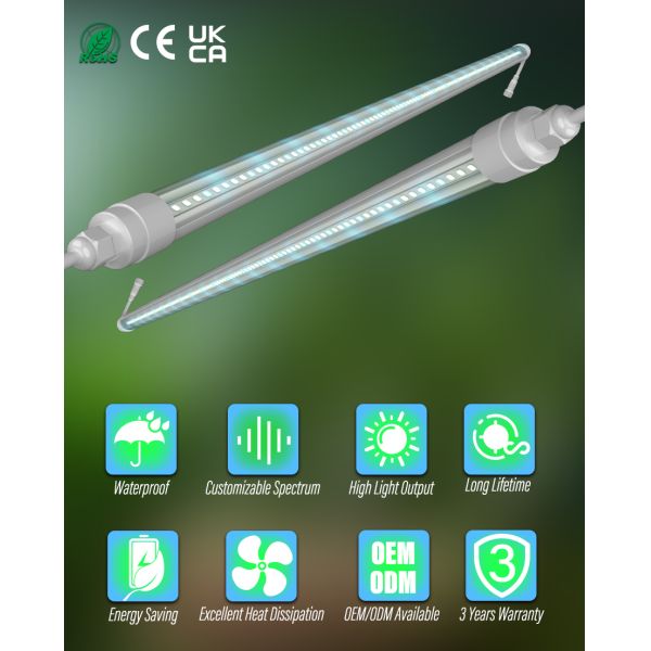 24w T8 Led Grow Light Tube For Indoor Vertical Racks leaf green Led Clone Light Seedling 1.5m Daisy Chain Samsung leds