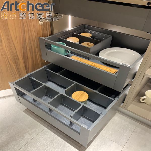 Ready to Ship Modern Kitchen Cabinet with Aluminium Frame and Glass Door for Kitchen Furniture