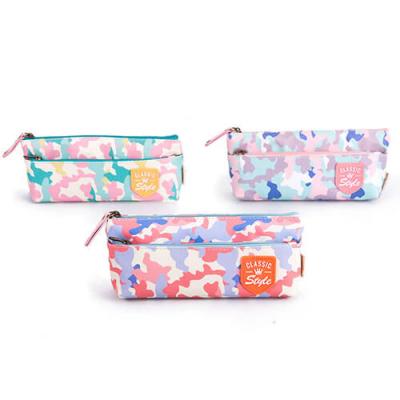 Custom Fabric Student Pencil Pouches 2 Pockets Zipper Closure Large Capacity