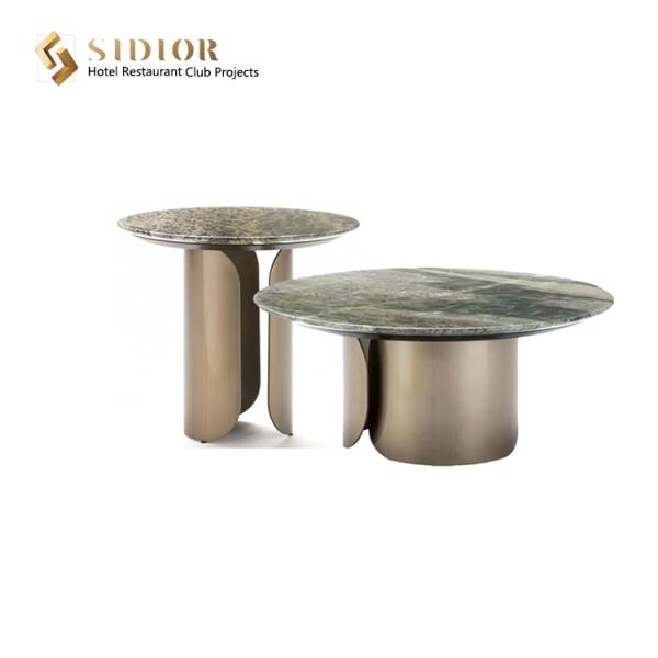 Living Room Luxury Movable Coffee Table Marble Top Round Tables 50cm
