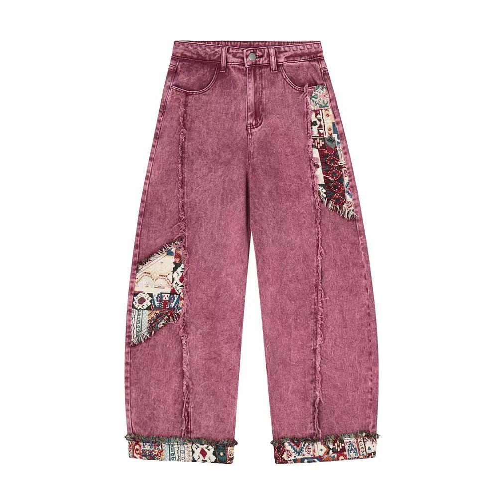 Classic Denim Pants Featuring Durable Metal Rivets Reinforcing Stress Points Suitable for Retail and Apparel Businesses