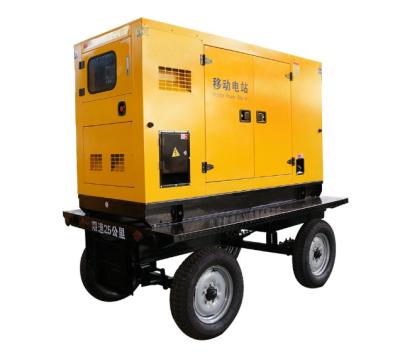30kw 40kVA Three Phase Diesel Generator Mobile Wheels Silent Towed