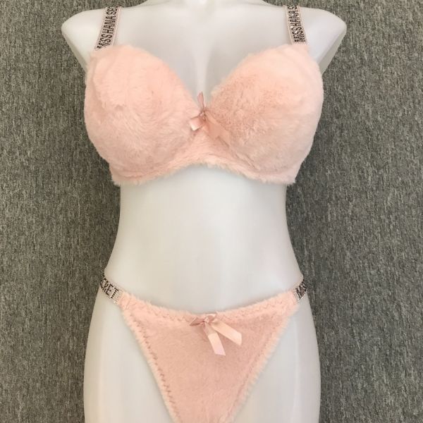 Underwear Bra Set Plush Fabric Underwire Plush Bra Rhinestone Strap Bra Large Size Wholesale 46-52 C Cup Women