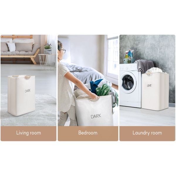 Laundry Baskets with Easy Carry Handles, Hamper, Folding Washing Bins, Family Laundry Room Bathroom