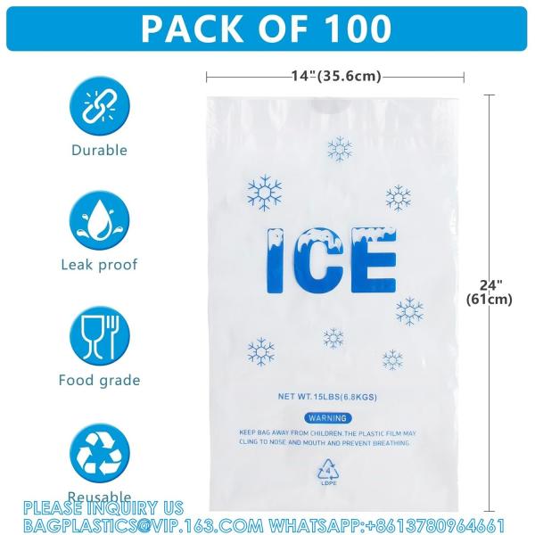 15 Lb. Plastic Drawstring Ice Bags 14 X 24 Inch Heavy-Duty Plastic Ice Bags With Plastic Draw String 2.8mil