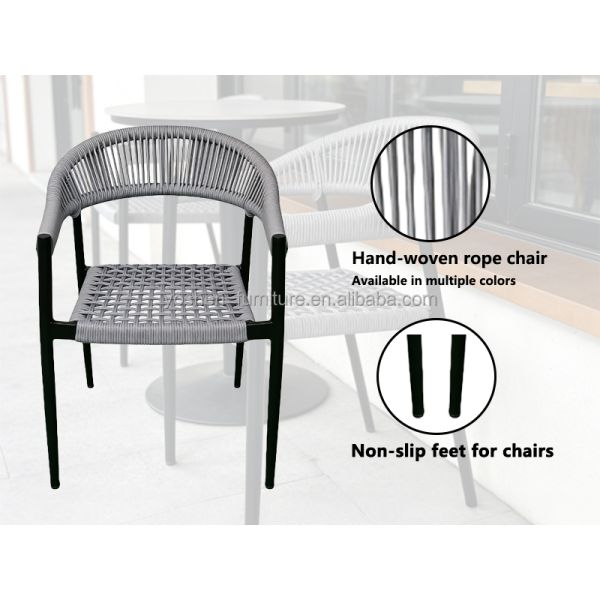 Stackable Armless French Dining Chair Bistro Chair Waterproof Comfortable Aluminum Frame for Outdoor Restaurants