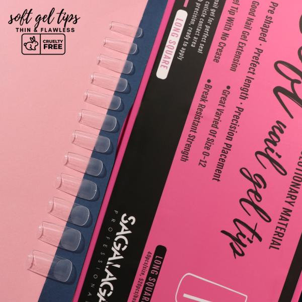 SAGALAGA Nails 500pcs Full Cover Soft Tips Clear for Gel Nail Polish Soak Off Easy Nail Extensions French Style