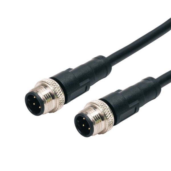 IP67 IP68 Waterproof Connector Female Male M12 A Code Straight and 90 bend Molding Cable