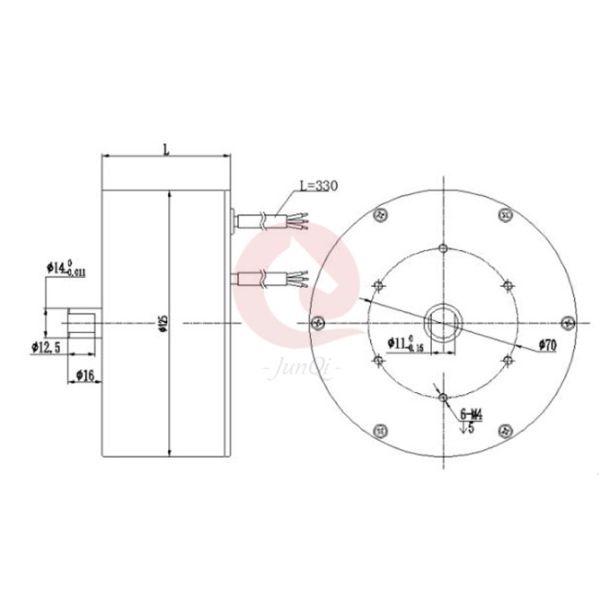 125mm Round Direct Drive Brushless DC Electric Motor 340W 60VDC 480RPM 6.8N.M