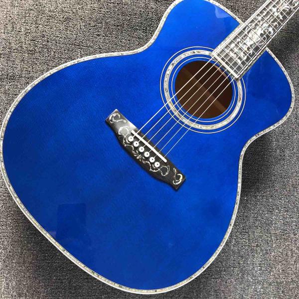 Solid Spruce Top Mahogany Neck Burst Maple Veneer Ebony Fingerboard Abalone Om45s Style Acoustic Guitar