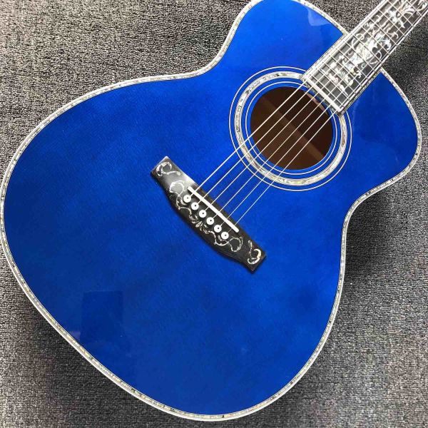 Solid Spruce Top Mahogany Neck Burst Maple Veneer Ebony Fingerboard Abalone Om45s Style Acoustic Guitar