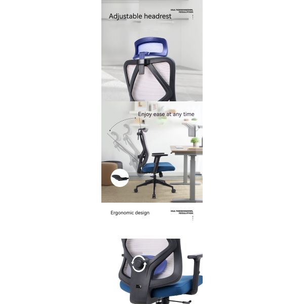 Chaise de bureau en maille de design lombaire ergonomique avec porosité et coussin d'éponge confortable