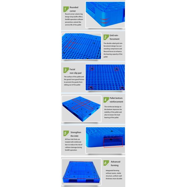 Heavy Duty 4 Way Entry Plastic Pallet For Warehouse Racking Use