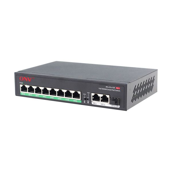 11 Port Unmanaged Gigabit PoE Switch With 30W PoE+ And SFP Fiber Uplink