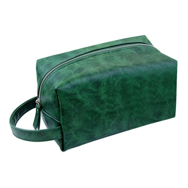 Large Capacity Vintage PU Leather Toiletry Bag Men Women Travel Essentials Organizer