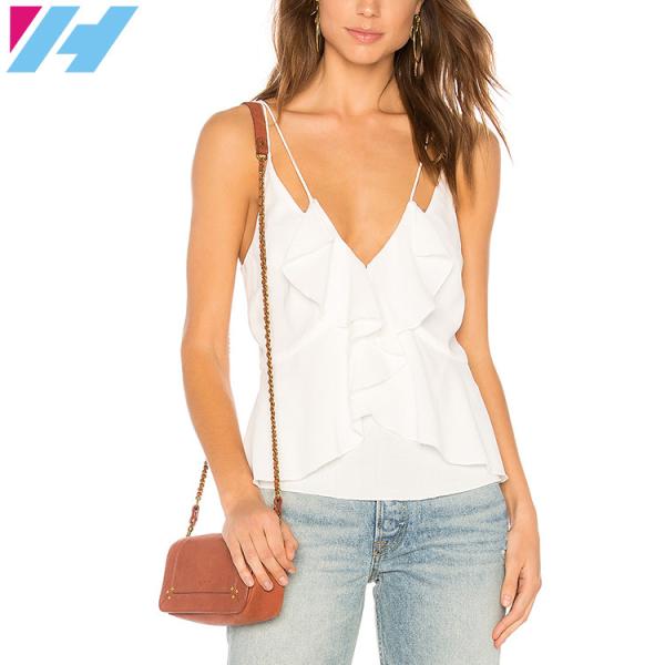 2018 New Fashion V-neck Blouse Chiffon Cami Tank Top for Womens