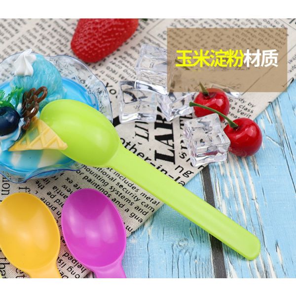 Small Dessert Spoons Made of Biodegradable Cornstarch with Customized Logo and Color